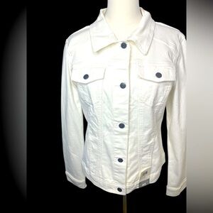 ~ NWT Riders by Lee Indigo White‎ Denim Jacket Western Button Up
Women's L…